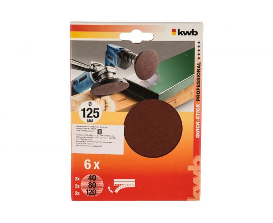Круг шлифовальный QUICK-STICK (6 шт; 125 мм) для эксцентриковых шлифмашин KWB 488-300 – изображение 2