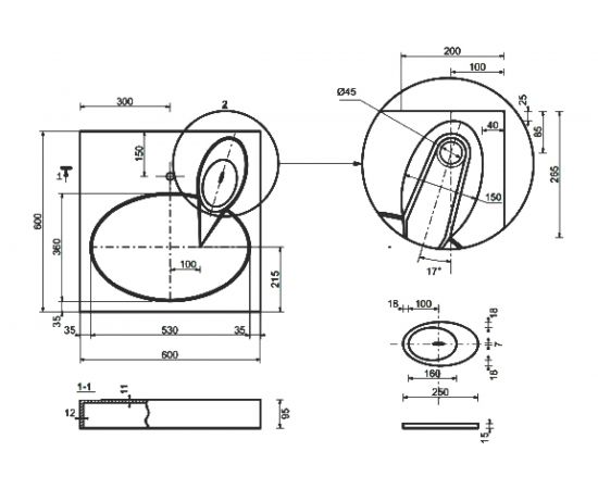Умывальник СаНта Луна 600х600, с кронштейнами 900103 – изображение 5