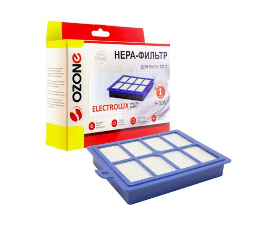 HEPA-фильтр моющийся для пылесоса ELECTROLUX, PHILIPS, AEG, BORK OZONE H-02W 