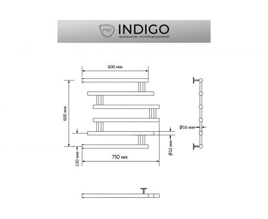 Полотенцесушитель INDIGO Фокстрот Zip 1"", 60/60, черный муар УТ000033871 – изображение 4