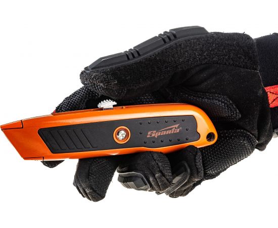 Нож, 18 мм, выдвижное трапециевидное лезвие, двухкомпонентный корпус Sparta 78978 – изображение 6