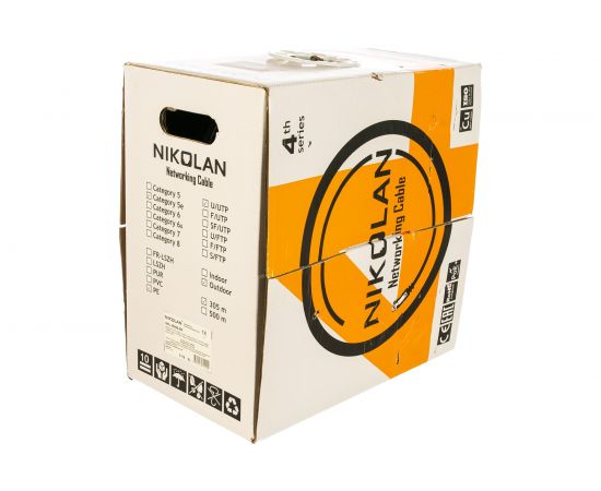 Кабель NIKOLAN U/UTP 4 пары, черный, 305м NKL 4600B-BK – изображение 2