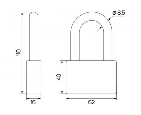 Навесной замок Сималенд тип 6 8.5x62 мм, длинная дужка 622394 – изображение 2