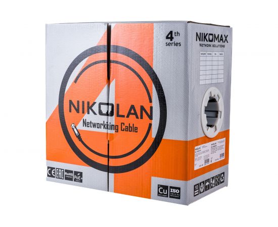 Кабель NIKOLAN U/UTP 4 пары, черный, 305м NKL 4600B-BK – изображение 3