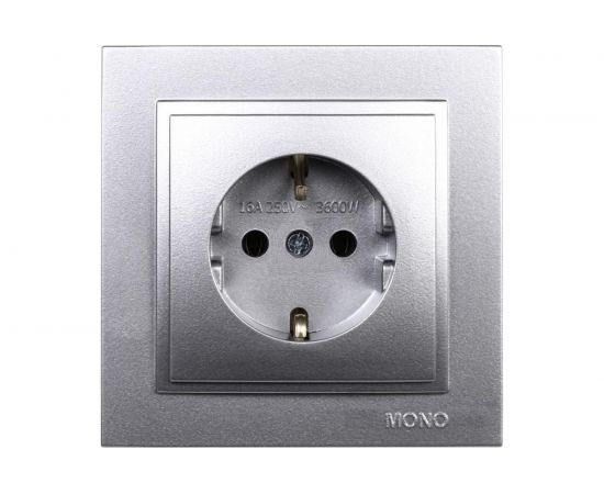 Розетка MONO ELECTRIC Despina, с заземлением, серебро 102-212121-117 