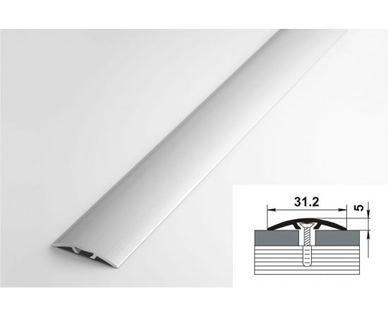 Порог прямой скрытый алюминиевый (31.2 мм; 0.9 м; анодированный; серебро) Лука 00000003242 – изображение 2