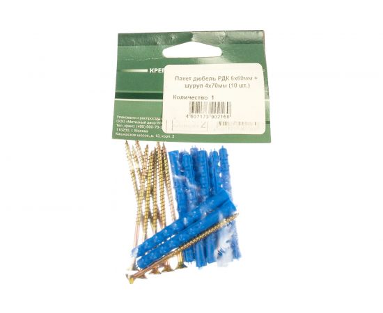 Пакет дюбель РДК Метизный двор 6х60мм + шуруп 4х70мм 10 шт. 4607173902160 – изображение 4