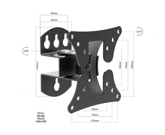 Наклонно-поворотный подвес для телевизоров Harper TVF-3 Black H00002773 – изображение 5