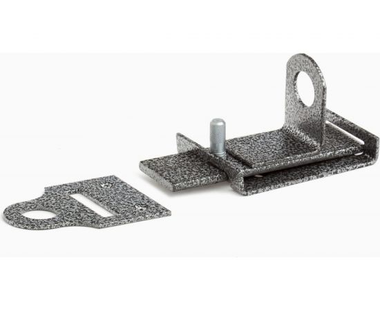 Накладной универсальный засов с проушинами Делга (серебро; с плоским ригелем; 103 мм) Д865 