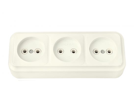 Розетка Bylectrica 3-местная ОУ, серия ПРАЛЕСКА, бежевый, РА16-263 бежевый 