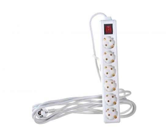 Удлинитель IEK У06К-выключатель, 6 мест, 2Р+PЕ, 5 метров, 3х1мм2, 16А/250 WYP10-16-06-05-ZK-N 