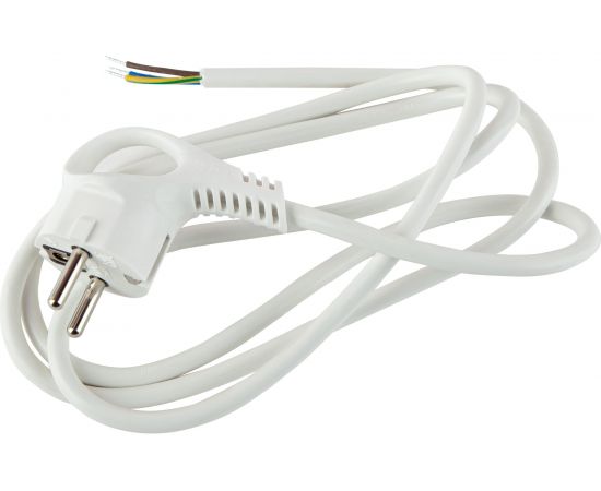 Шнур питания с вилкой ЭРА UX3x0,752m W с заземлением ПВС 3x0,75 2м белый Б0048690 