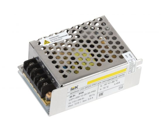 Драйвер IEK LED, ИПСН-PRO, 30Вт, 12В блок-клеммы IP20 LSP1-030-12-20-33-PRO 