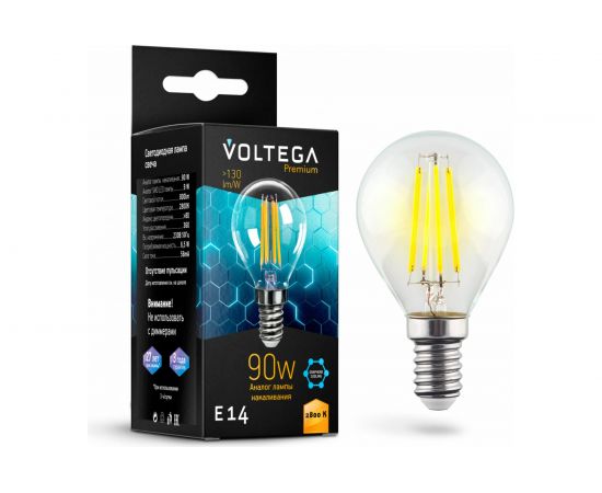 Светодиодная лампа VOLTEGA Шар E14 2800K 9W Graphene 7136 – изображение 2
