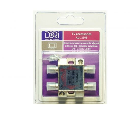 Делитель DORI спутниковый TV-SAT на 3 TV 5-2300 MHz на F с питанием 2308 – изображение 3