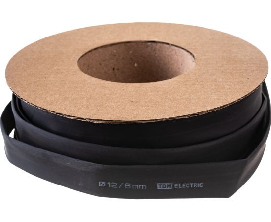 Термоусаживаемая трубка TDM ТУТнг 12/6 черная в коробке (10 м/упак) SQ0518-0434 – изображение 5