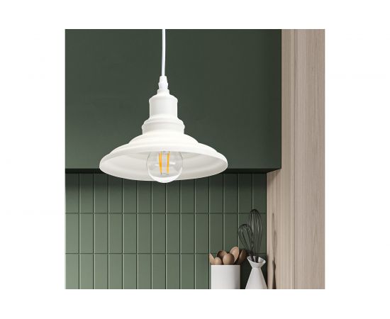 Металлический подвес ЭРА PL4 WH E27, max 60W, d203 мм, шагрень белый Б0037451 – изображение 7