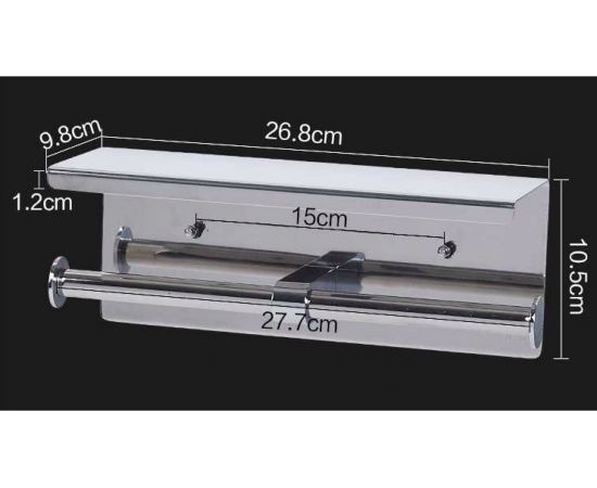Держатель туалетной бумаги Mario с полочкой для телефона, хром, для 2-х рулонов 80677 – изображение 9