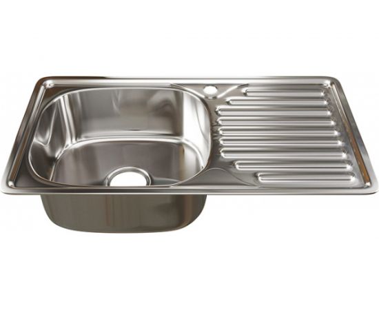 Врезная мойка mixline 42х76х18 см, 0.8, левый выпуск 3 1/2, с сифоном 535614 