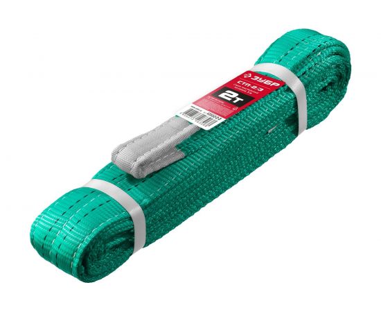 Текстильный петлевой строп ЗУБР СТП-2/3, зеленый, г/п 2 т, длина 3 м 43552-2-3 