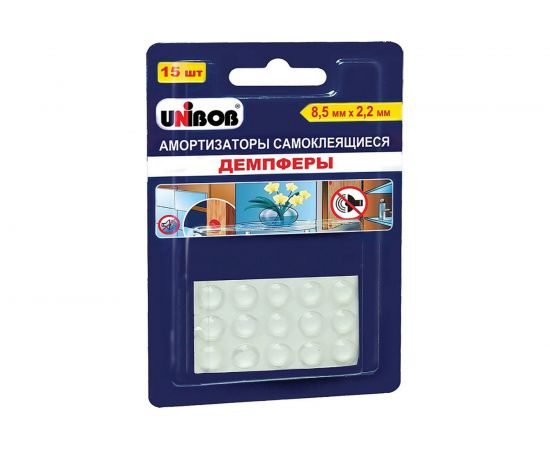 Самоклеящиеся амортизаторы UNIBOB Демпферы 8,5 мм х 2,2 мм, Прозрачные, 15 шт 211795 