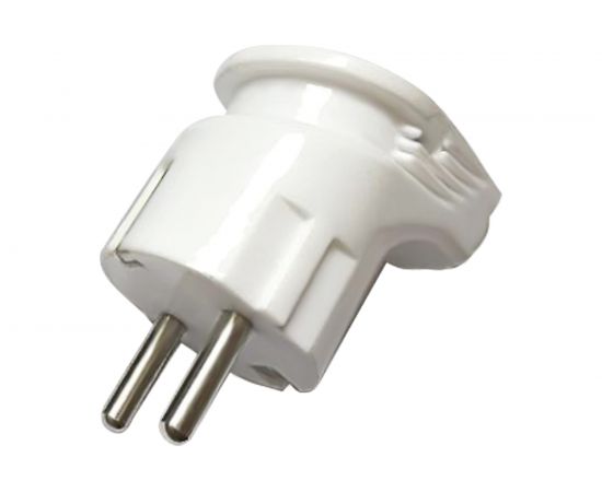 Угловая вилка STEKKER с заземлением, PPG16-46-202, пластик, 250В, 16A, IP20, белый, 39825 