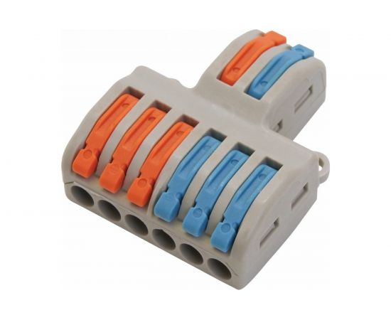 Строительно-монтажная клемма STEKKER 2 контактные группы 1ввод, 3вывода на полюс, LD222-426, 20шт, 39250 