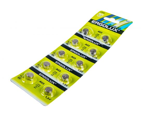 Батарейки для часов Ergolux AG 5 BL-10 AG5-BP10 LR48/LR754/193/393 14316 – изображение 2