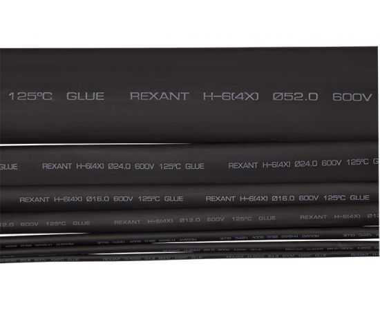 Клеевая термоусадка REXANT 16.0/4.0мм, 4:1, 1м, черная 23-1606 – изображение 2