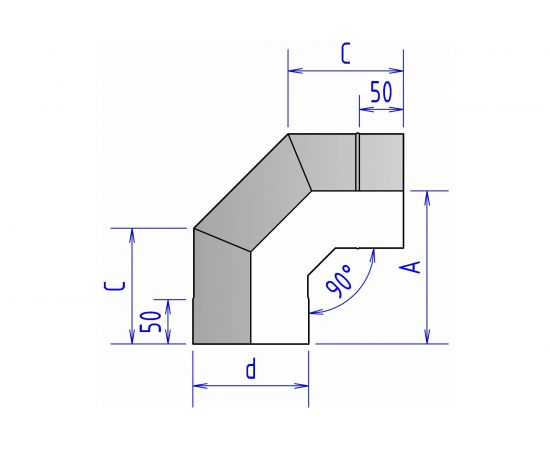 Отвод ФЕНИКС ДЫМОХОДЫ 1ОТ 90х150, 409 1.0 000003609 – изображение 2