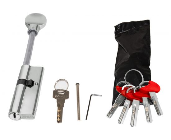 Цилиндровый механизм со штоком Fuaro D-PRO507-8/100 mm /65+10+25/ CP хром, 5+1 кл. перекодируемый 42687 – изображение 2