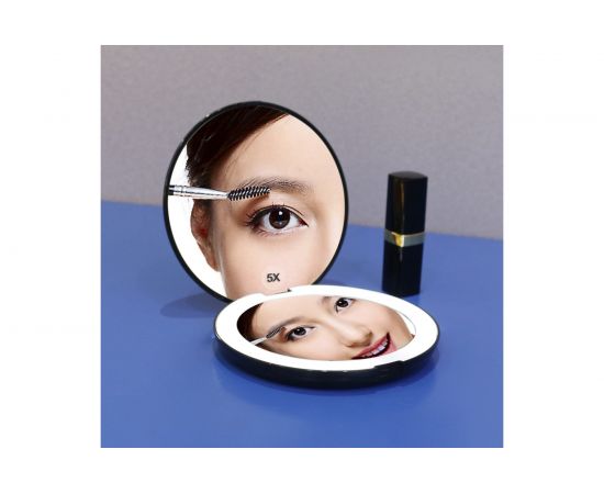 Складное зеркало с LED подсветкой Camelion черный, 1х/5х, 4хCR2032, двойное M146-SL 13001 – изображение 7
