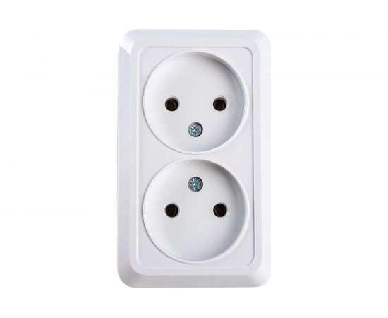 Розетка TDM двойная 2П открытой установки IP20 10А 250В керамика белая "Ладога" SQ1801-0112 