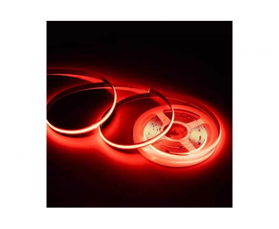Светодиодная лента Apeyron 24В, 14Вт/м, COB, 512д/м, IP20, подложка 10мм, 5м, красный 00-363 