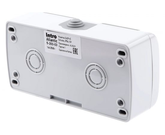 Розетка Intro Atlantic 5-203-03 двойная с заземлением Schuko 16А открытой установки серый Б0051060 – изображение 2