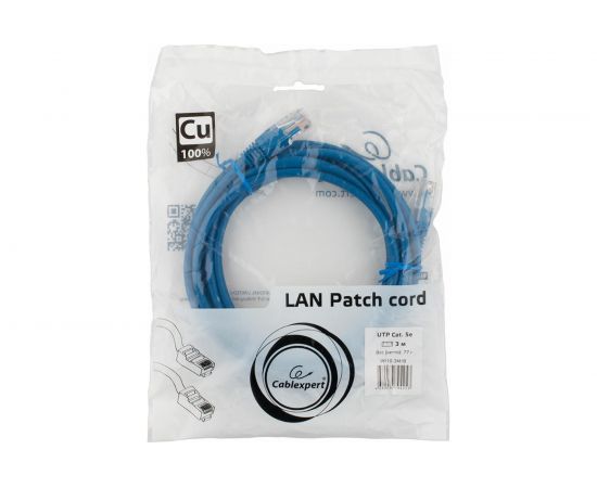 Медный патч-корд Cablexpert UTP PP10-3M/B кат.5e, 3м, литой, многожильный синий PP10-3M/B – изображение 3