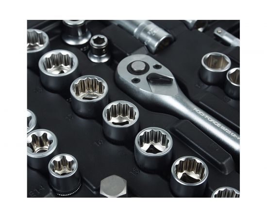 Набор инструмента ROCKFORCE 1/4"",3,8"",1/2"" DR 6-гранный 4-32мм 172пр. RF-41723-5 – изображение 3