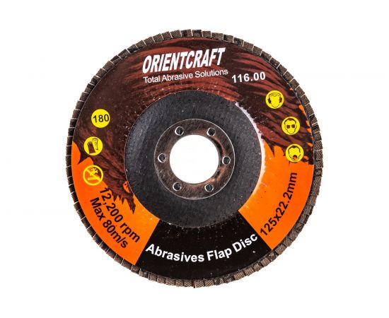 Диск лепестковый торцевой по металлу (10 шт; 125x22.2 мм; P180) Orientcraft OCF12522180 