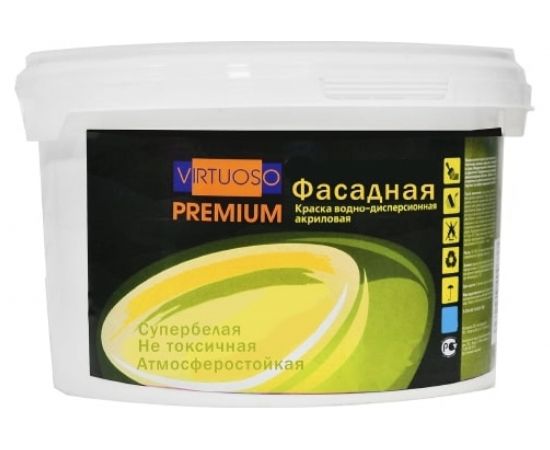 Краска VIRTUOSO PREMIUM фасадная супербелая 7кг 11590587 