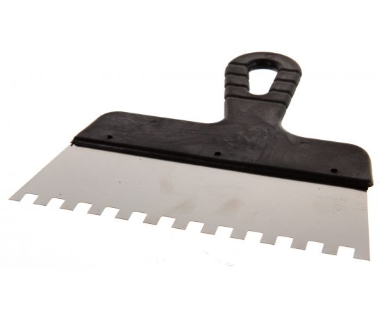 Шпатель из нержавеющей стали, 200 мм, зуб 8x8 мм, пластмассовая ручка СИБРТЕХ 85473 