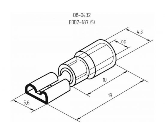 Клемма REXANT плоская изолированная гнездо 5.6 мм 1.5-2.5 кв.мм /РПИм 2-5 08-0432 – изображение 3