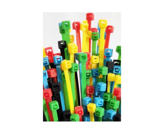 Нейлоновая стяжка SUPRLAN 3.6х200 мм 5 цветов 100pcs 06-1016 – изображение 3