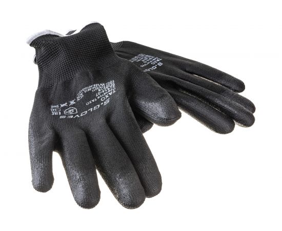 Нейлоновые перчатки с полиуретановым покрытием S. GLOVES TAXO черные, размер 07 31614-07 – изображение 3