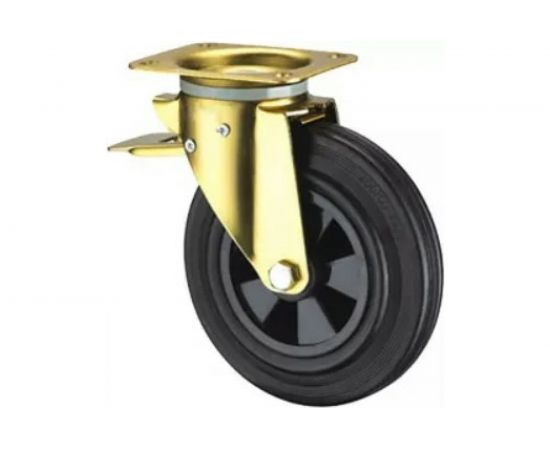 Колесо для евроконтейнеров поворотное с площадкой и тормозом (200 мм; 200 кг; подшипник скольжения) А5 1000945 