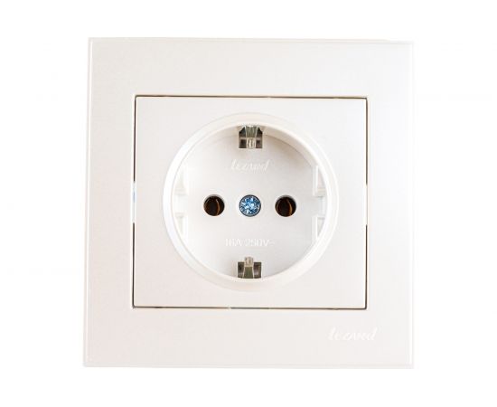 Розетка LEZARD RAIN с/ з керамика жемчужно-белый металлик 703-3030-122 