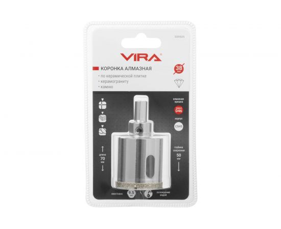Коронка алмазная по керамике 38 мм VIRA 559505 – изображение 2
