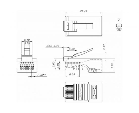 Разъем легкой оконцовки Hyperline RJ-45 (8P8C) под витую пару (100 шт.), 403341 – изображение 2