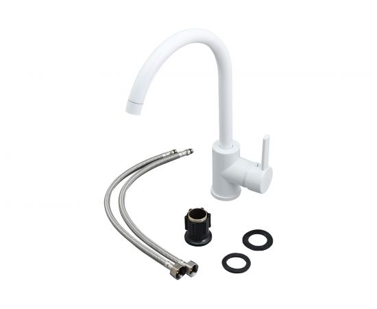 Полимерный смеситель для кухни, белый OneLife P04-001w – изображение 7