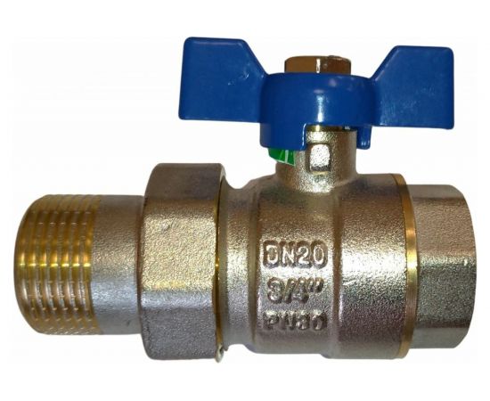 Шаровой кран с американкой RM -L 3/4 никелированный, бабочка Ду20 Ру30 НК 11Б27п1 L-34FFLA 