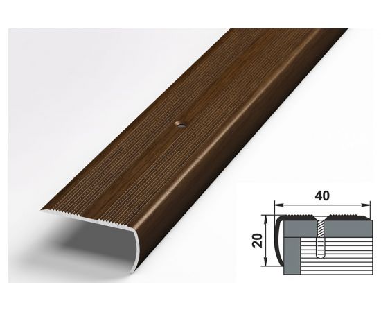 Порог угловой алюминиевый декоративный (40х20 мм, 1,35 м, Венге) ЛУКА УТ000002627 – изображение 2